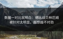 数据一对比就明白：德比战贝林厄姆被针对太明显，越想越不对劲