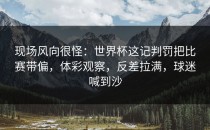 现场风向很怪：世界杯这记判罚把比赛带偏，体彩观察，反差拉满，球迷喊到沙