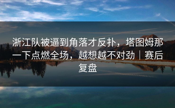 浙江队被逼到角落才反扑，塔图姆那一下点燃全场，越想越不对劲｜赛后复盘  第1张